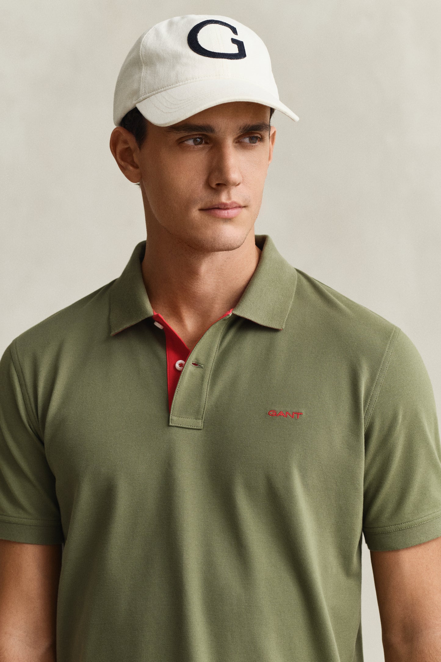 DRY HERB GREEN, Contrast Polo Shirt, CLOSE-UP BY GANT AU.