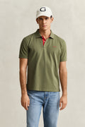 DRY HERB GREEN, Contrast Polo Shirt, FRONT-VIEW BY GANT AU.