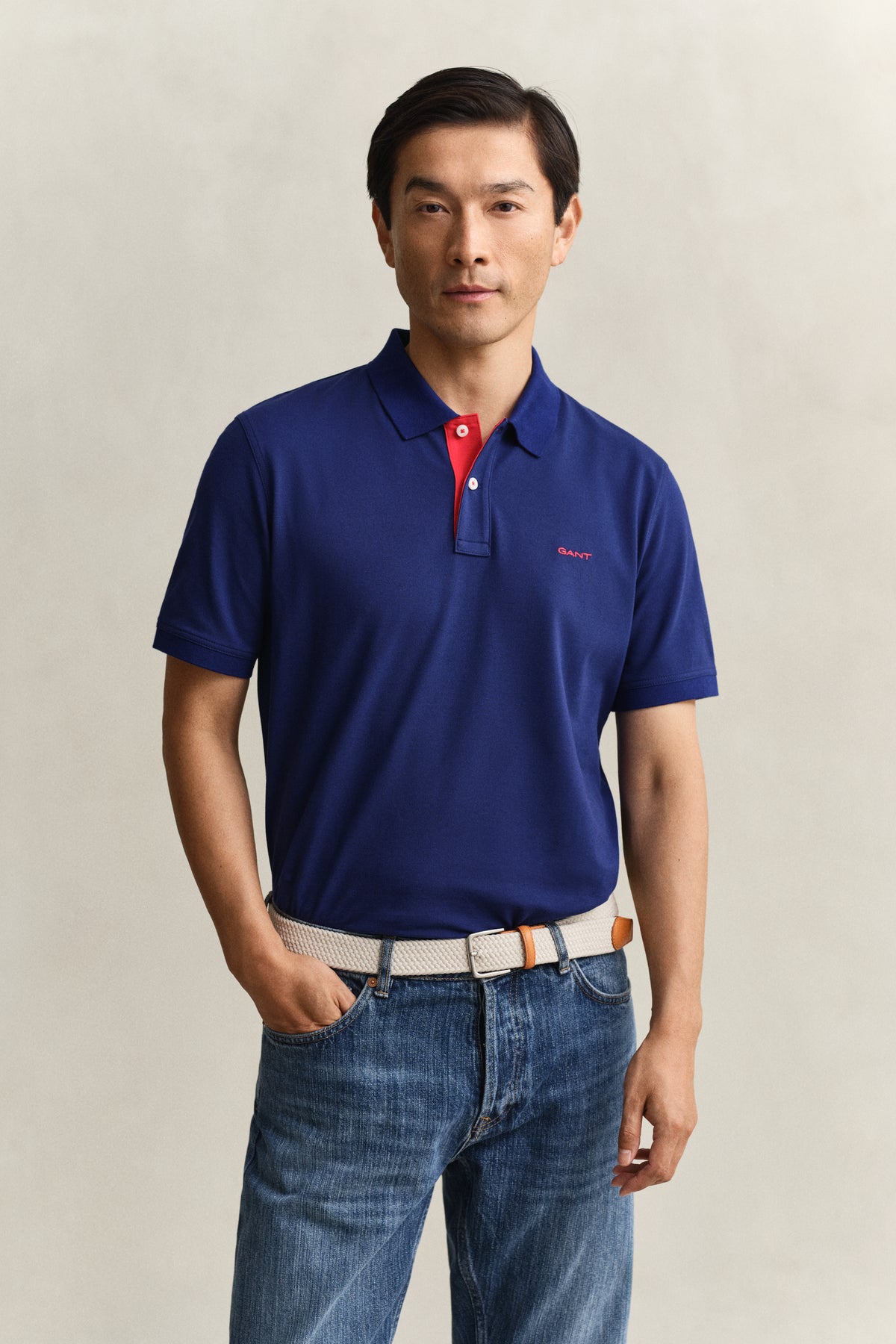 RICH NAVY, Contrast Polo Shirt, FRONT-VIEW BY GANT AU.