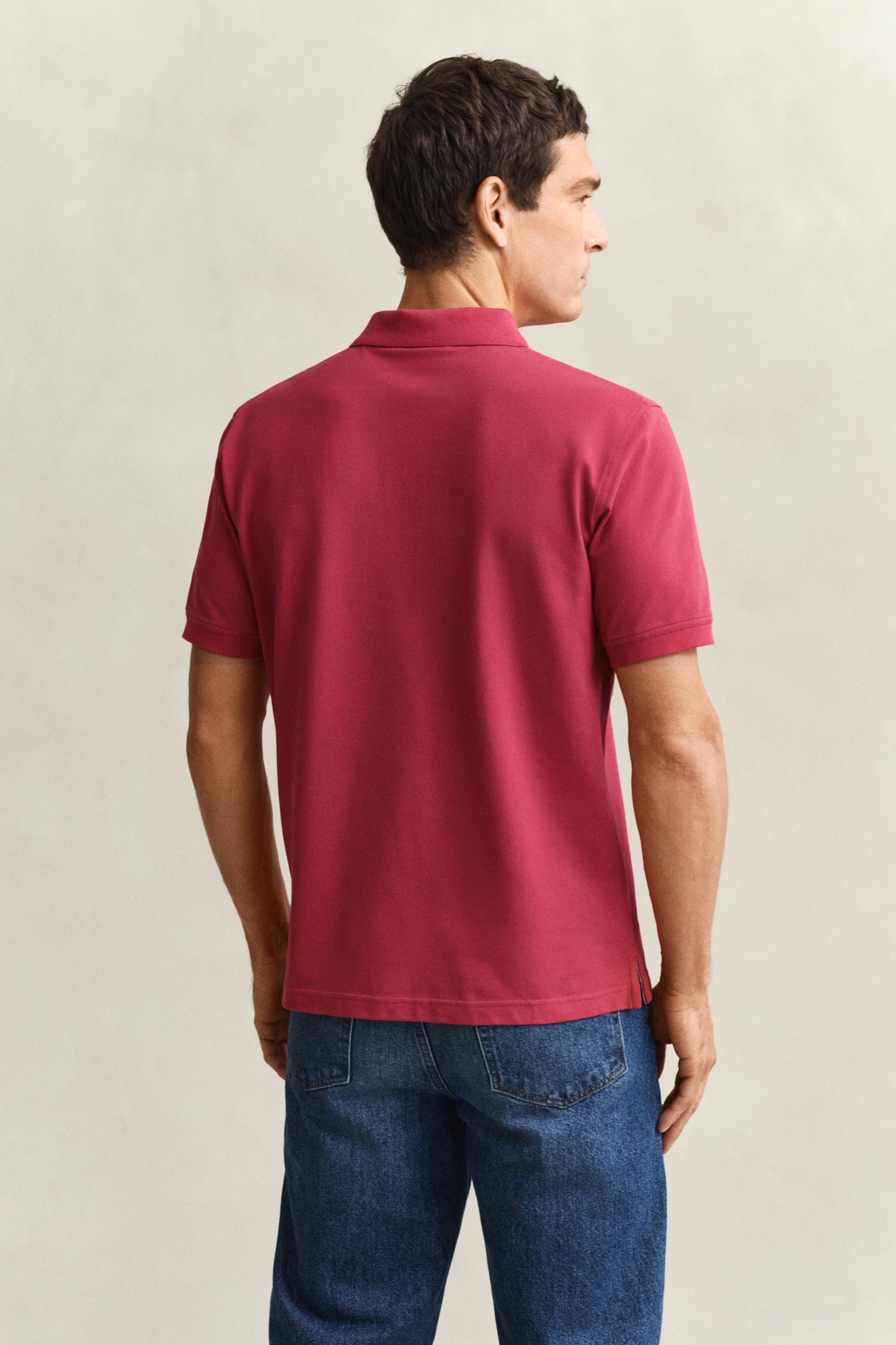 MUTED RED, Contrast Polo Shirt, BACK-VIEW BY GANT AU.