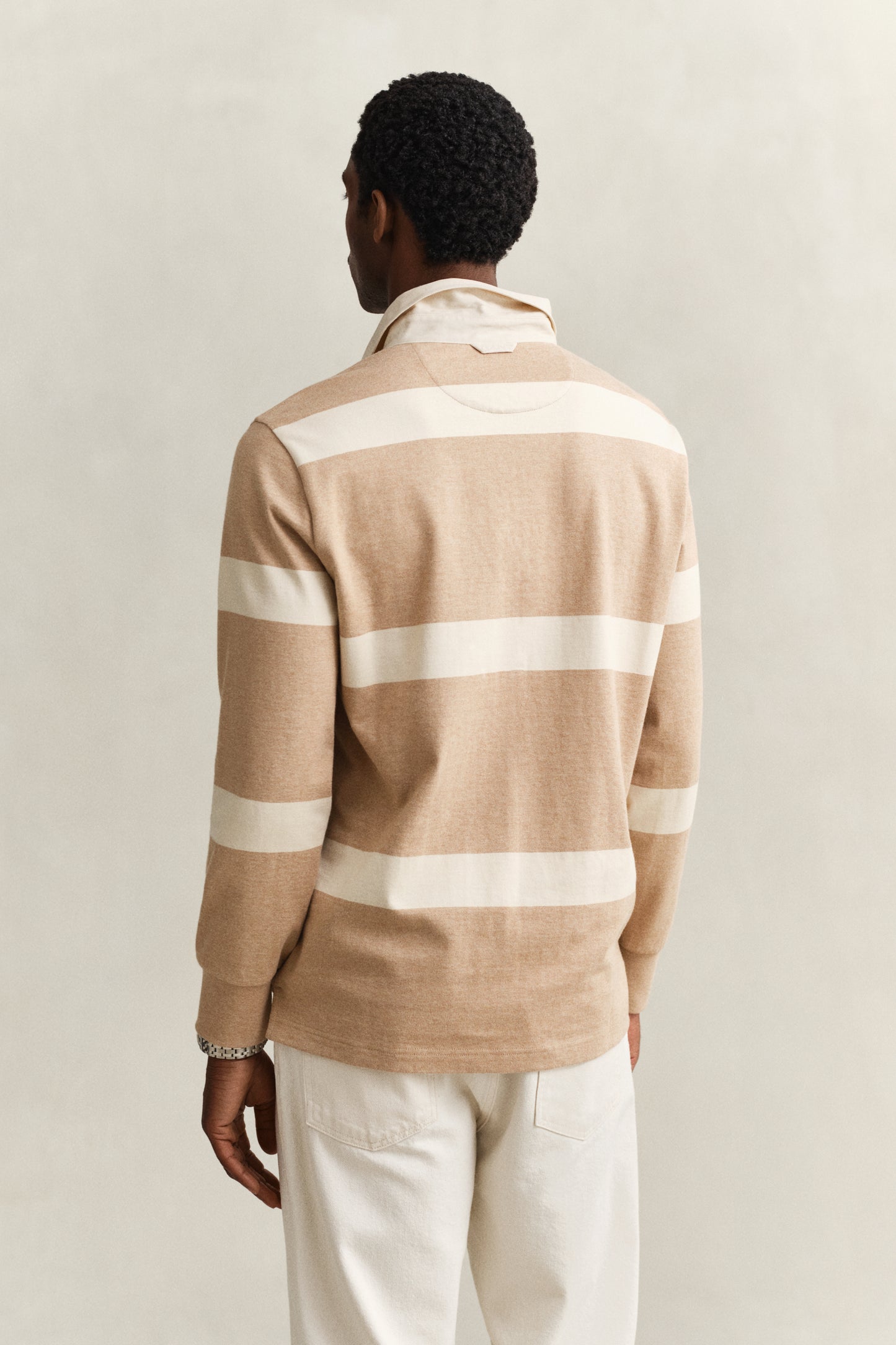 KHAKI MELANGE, STRIPED RUGGER, BACK-VIEW BY GANT AU.