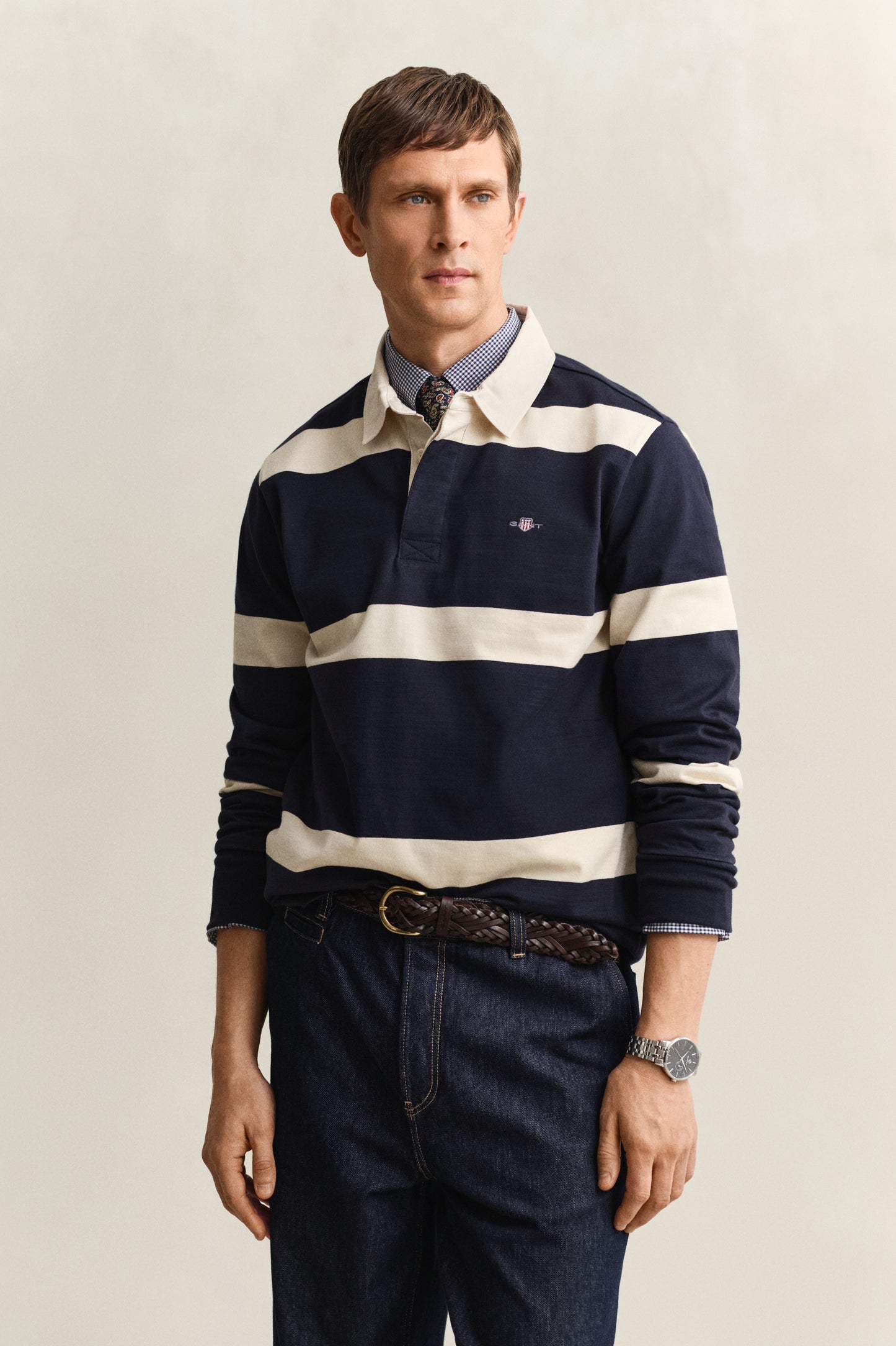 EVENING BLUE, STRIPED RUGGER, FRONT-VIEW BY GANT AU.