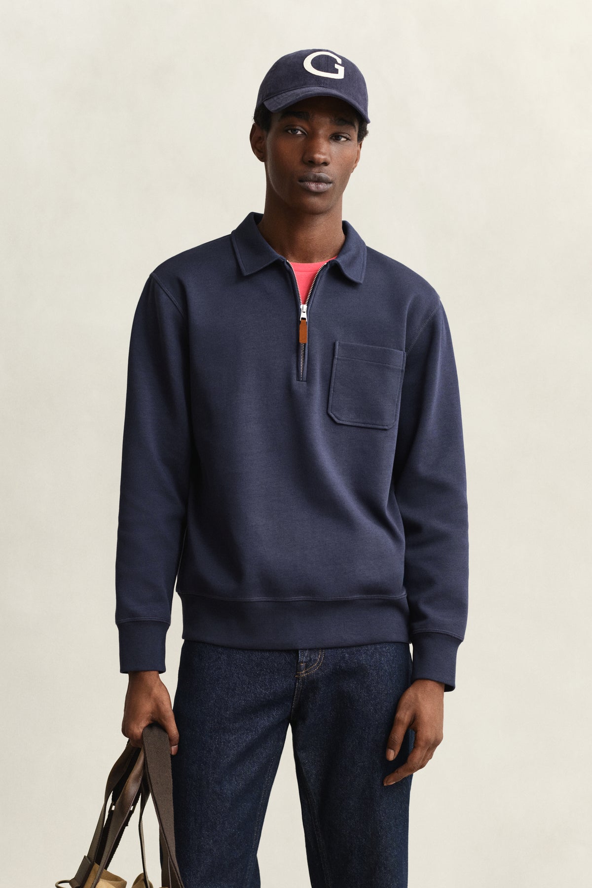EVENING BLUE, PONTE DI ROMA HALFZIP, FRONT-VIEW BY GANT AU.