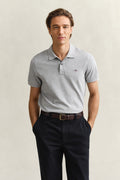 GREY MELANGE, Classic Regular Polo Shirt BY GANT AU.