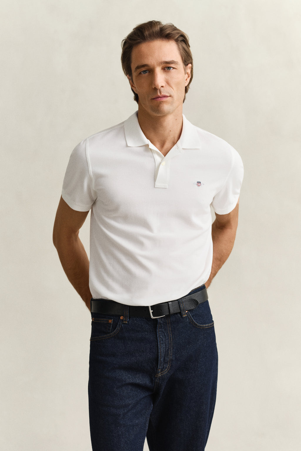 WHITE, Classic Regular Polo Shirt, FRONT-VIEW BY GANT AU.