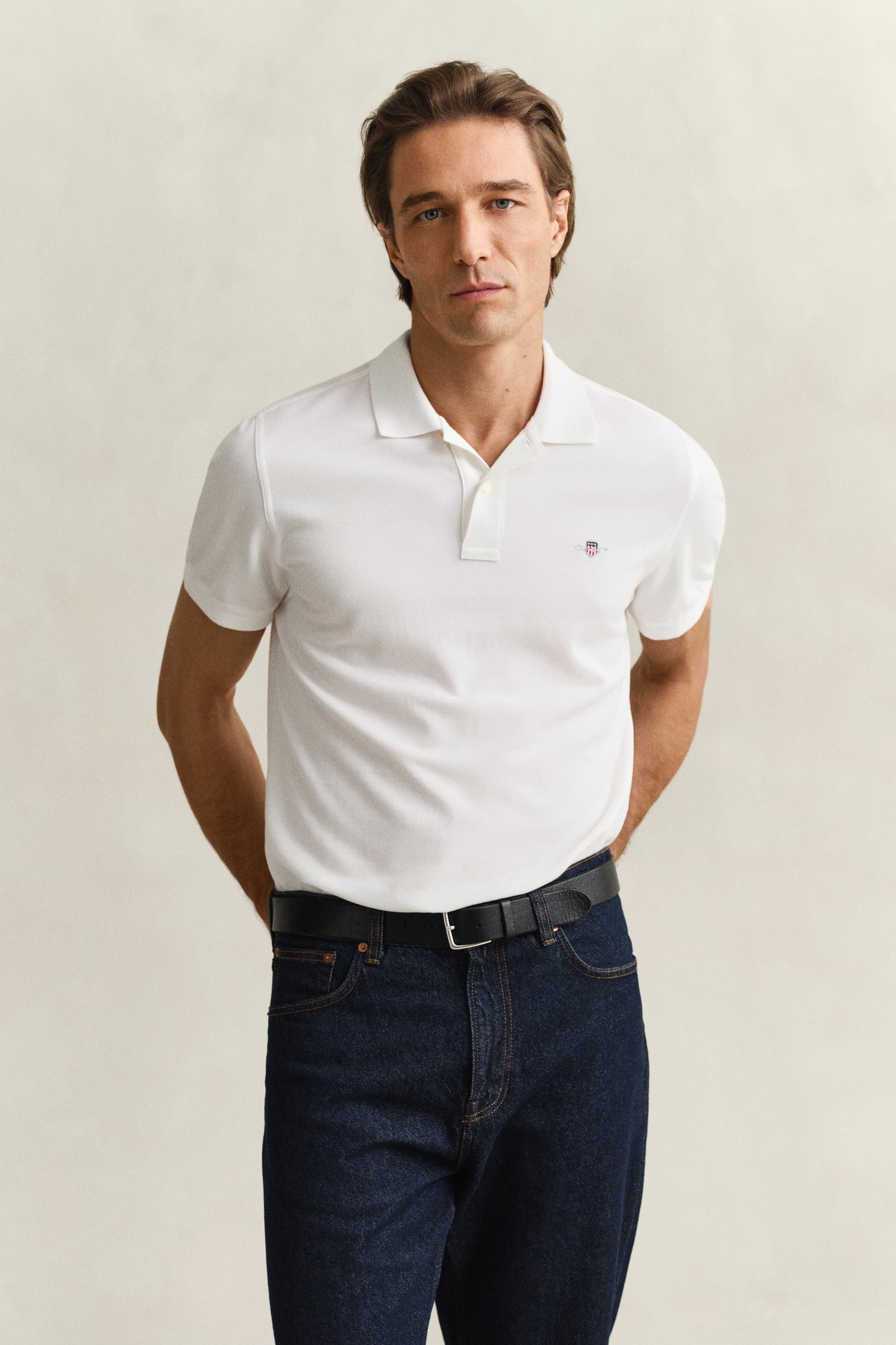 WHITE, Classic Regular Polo Shirt, FRONT-VIEW BY GANT AU.