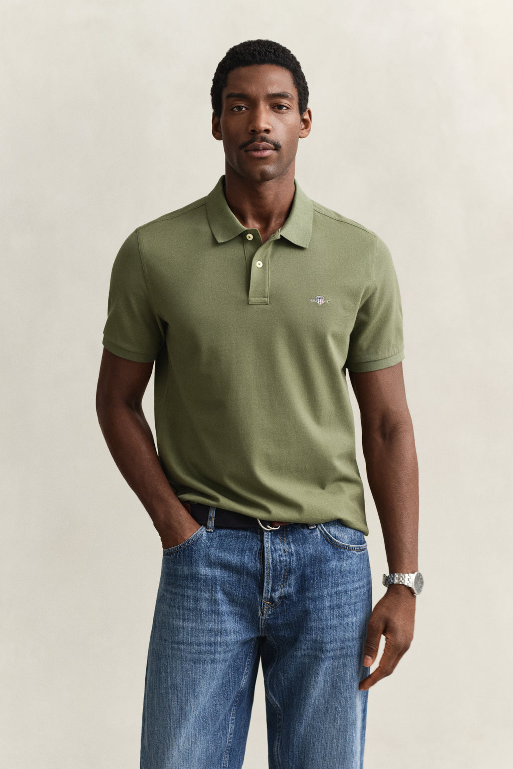 DRY HERB GREEN, Classic Regular Polo Shirt, FRONT-VIEW BY GANT AU.