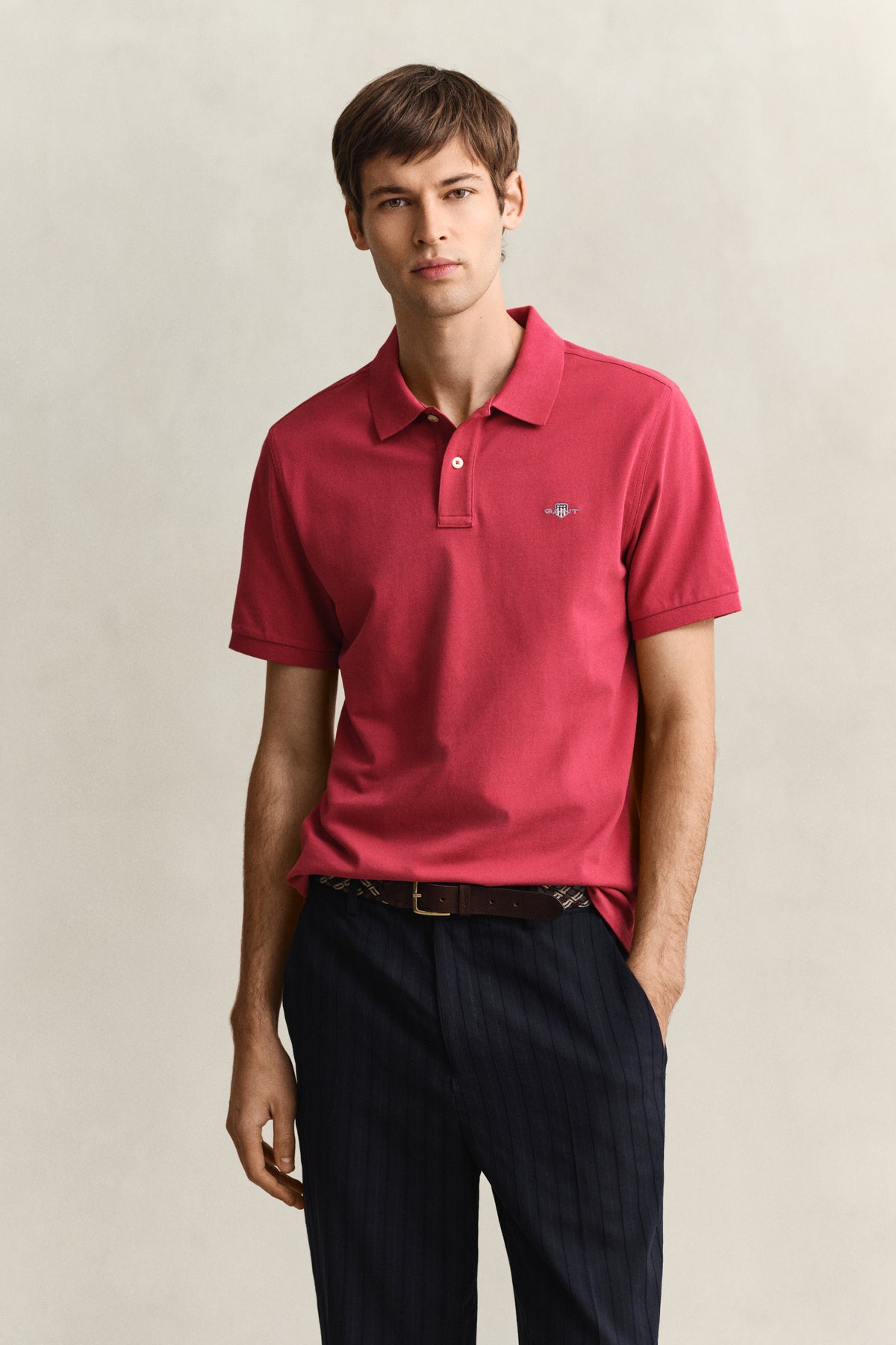 MUTED RED, Classic Regular Polo Shirt, FRONT-VIEW BY GANT AU.