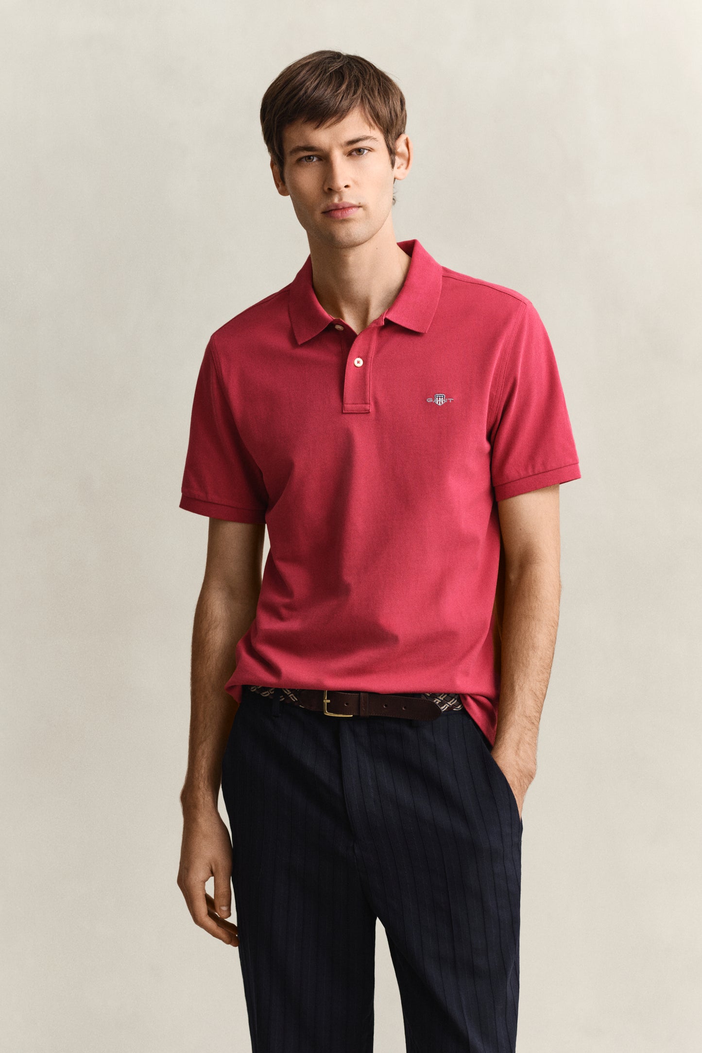 MUTED RED, Classic Regular Polo Shirt, FRONT-VIEW BY GANT AU.