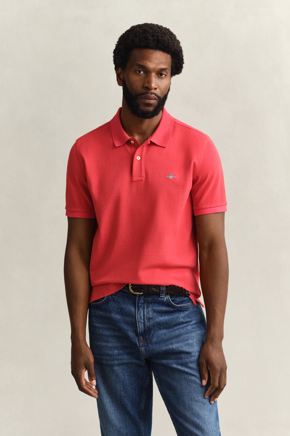 ROSE RED, Classic Regular Polo Shirt, FRONT-VIEW BY GANT AU.