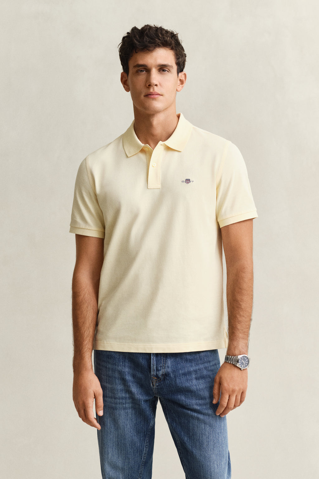 VANILLA YELLOW, Classic Regular Polo Shirt, FRONT-VIEW BY GANT AU.