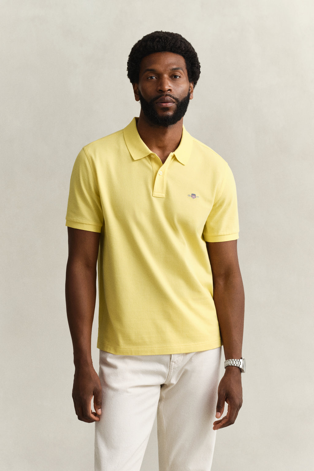 BANANA YELLOW, Classic Regular Polo Shirt, FRONT-VIEW BY GANT AU.