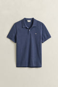 DK JEANSBLUE MELANGE, REG SHIELD SS PIQUE POLO, FLAT-LAY BY GANT AU.
