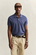 DK JEANSBLUE MELANGE, REG SHIELD SS PIQUE POLO, FRONT-VIEW BY GANT AU.
