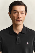 BLACK, SLIM SHIELD SS PIQUE POLO, CLOSE-UP BY GANT AU.