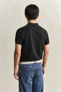 BLACK, SLIM SHIELD SS PIQUE POLO, BACK-VIEW BY GANT AU.
