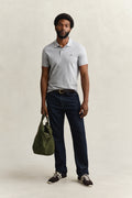 GREY MELANGE, SLIM SHIELD SS PIQUE POLO BY GANT AU.