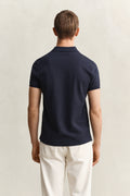 EVENING BLUE, SLIM SHIELD SS PIQUE POLO, BACK-VIEW BY GANT AU.