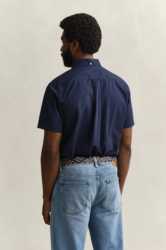 MARINE, REG CLASSIC POPLIN SS SHIRT, BACK-VIEW BY GANT AU.