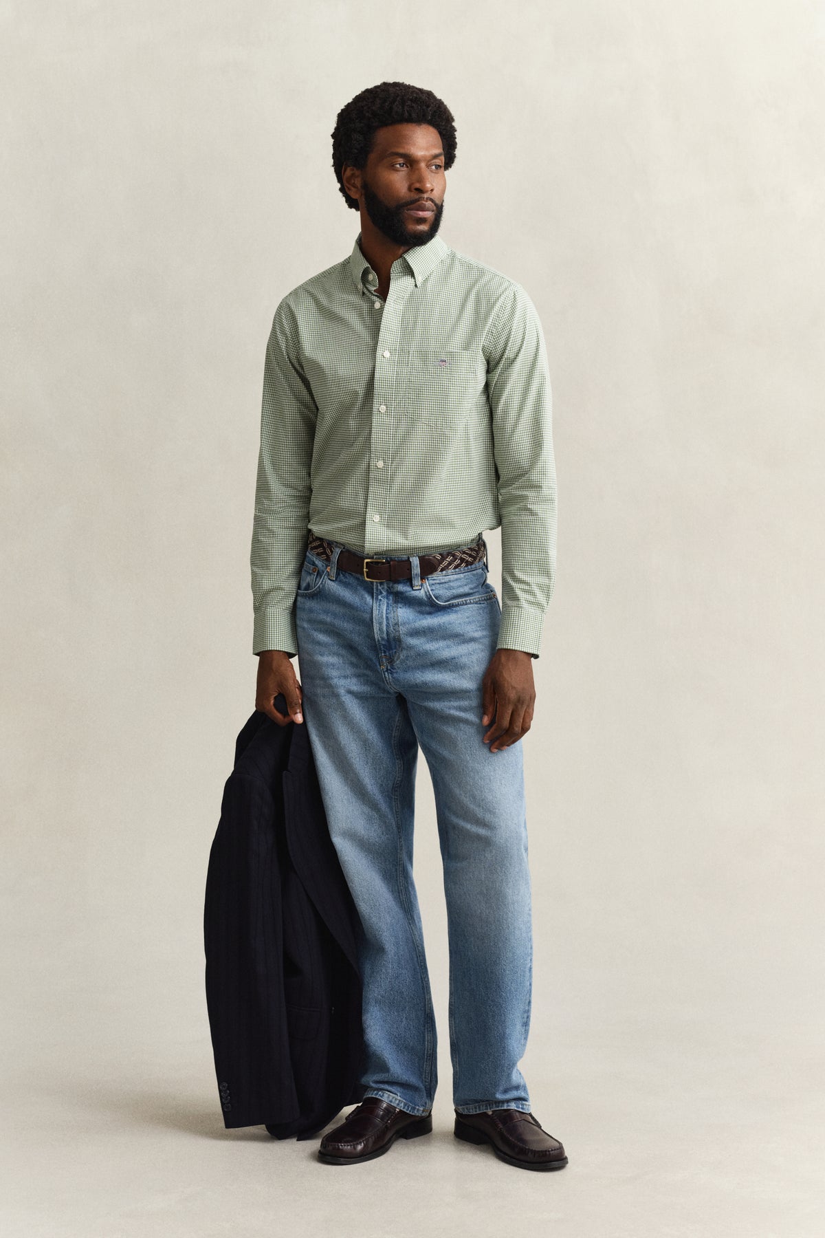 HERB GREEN, REG CLASSIC POPLIN GINGHAM SHIRT BY GANT AU.