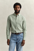 HERB GREEN, REG CLASSIC POPLIN GINGHAM SHIRT, FRONT-VIEW BY GANT AU.