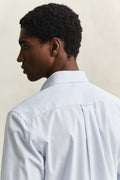 MODEL WEARING REG CLASSIC POPLIN GINGHAM SHIRT