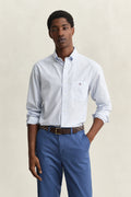 LIGHT BLUE, REG CLASSIC POPLIN GINGHAM SHIRT, FRONT-VIEW BY GANT AU.