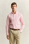 WASHED PINK, REG CLASSIC POPLIN GINGHAM SHIRT, FRONT-VIEW BY GANT AU.