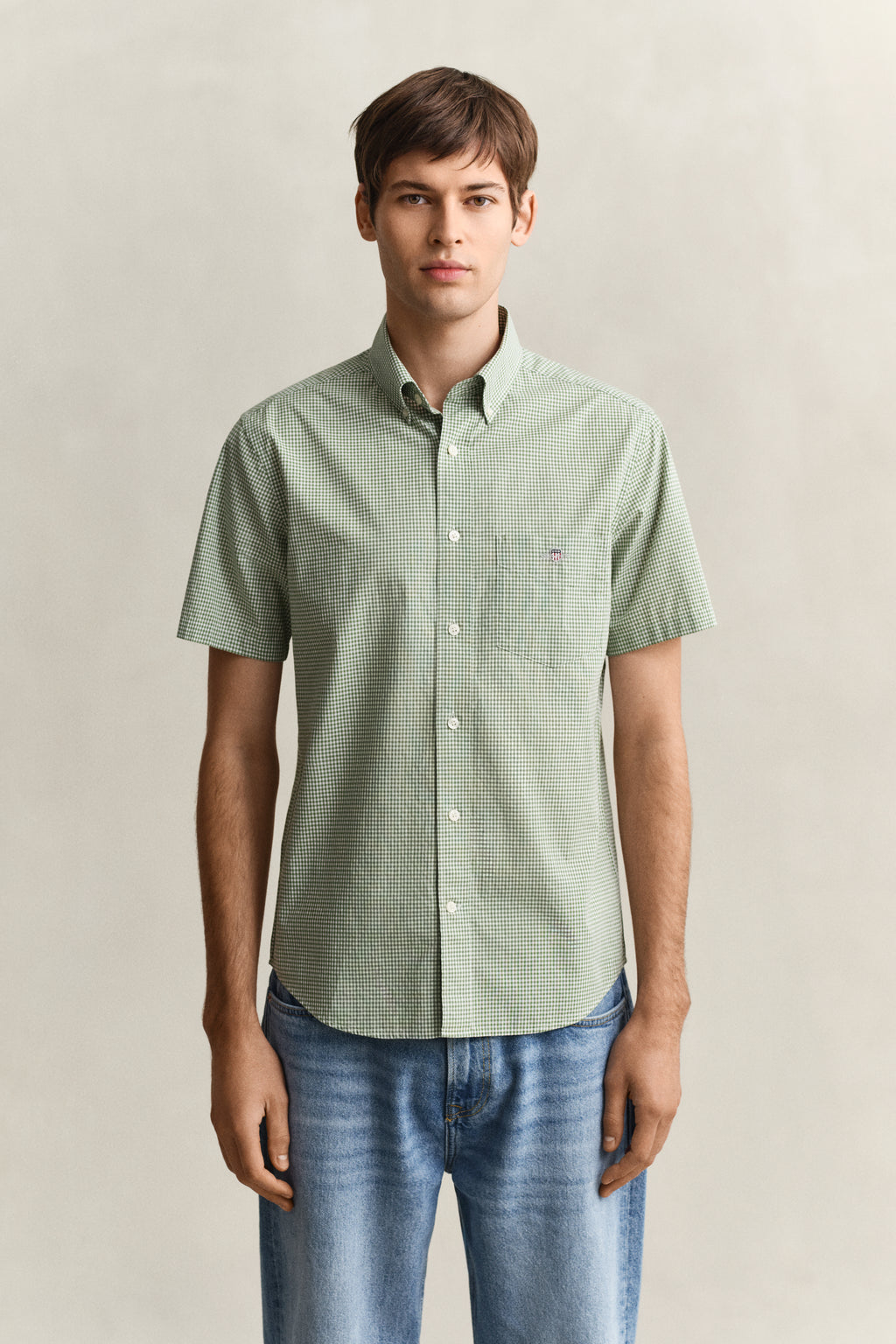 Gingham Classic Poplin Short Sleeve Shirt