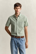 HERB GREEN, REG CLASSIC POPLIN GINGH SS SHIRT, FRONT-VIEW BY GANT AU.