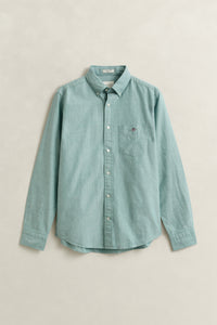 BOTANICAL HUE, REG CLASSIC OXFORD SHIRT, FLAT-LAY BY GANT AU.