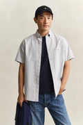 PEWTER GREY, REG CLASSIC OXFORD SS SHIRT, FRONT-VIEW BY GANT AU.