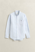 LIGHT BLUE, REG CLASSIC OXFORD STRIPE SHIRT BY GANT AU.