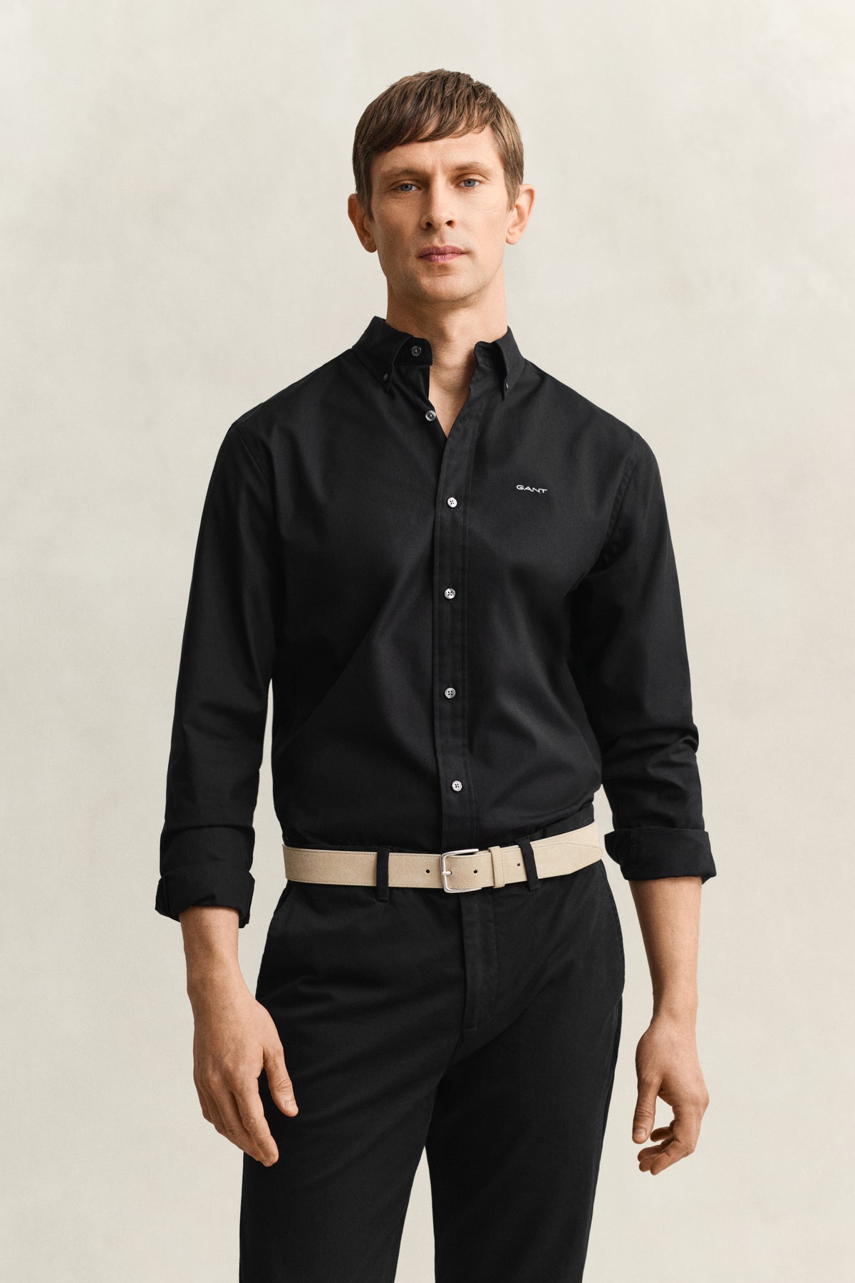 BLACK, REG PINPOINT OXFORD SHIRT, FRONT-VIEW BY GANT AU.