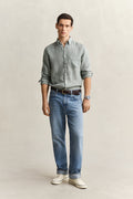CERAMIC GREY, REG GMNT DYED LINEN SHIRT BY GANT AU.