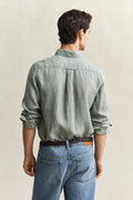 CERAMIC GREY, REG GMNT DYED LINEN SHIRT, BACK-VIEW BY GANT AU.