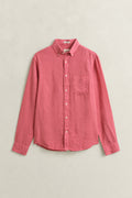ROSE PINK, REG GMNT DYED LINEN SHIRT, FLAT-LAY BY GANT AU.