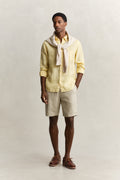 DUSTY LIGHT YELLOW, REG GMNT DYED LINEN SHIRT BY GANT AU.