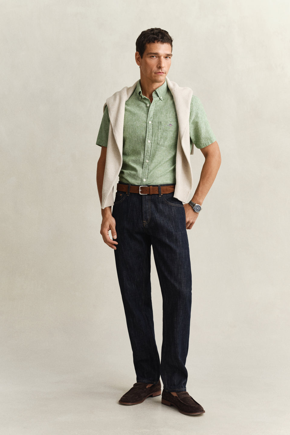 Linen Blend Short Sleeve Shirt