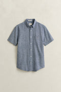 VINTAGE BLUE, REG COTTON LINEN SS SHIRT, FLAT-LAY BY GANT AU.