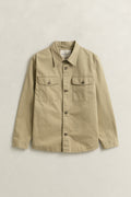 WOODY BEIGE, REG COTTON TWILL OVERSHIRT, FLAT-LAY BY GANT AU.