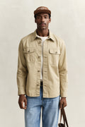 WOODY BEIGE, REG COTTON TWILL OVERSHIRT, FRONT-VIEW BY GANT AU.
