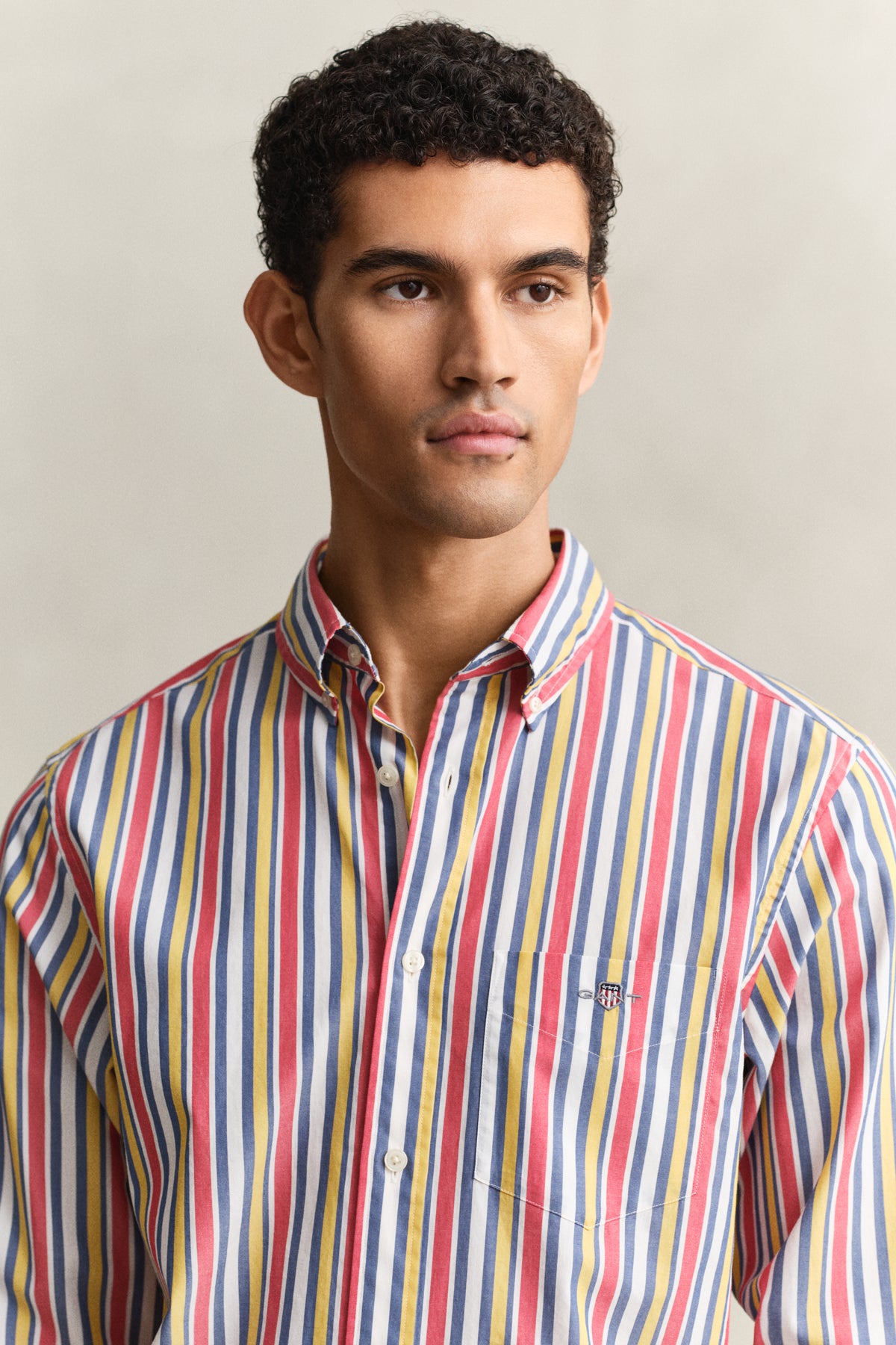 MULTICOLOR, REG MULTISTRIPE POPLIN SHIRT, CLOSE-UP BY GANT AU.
