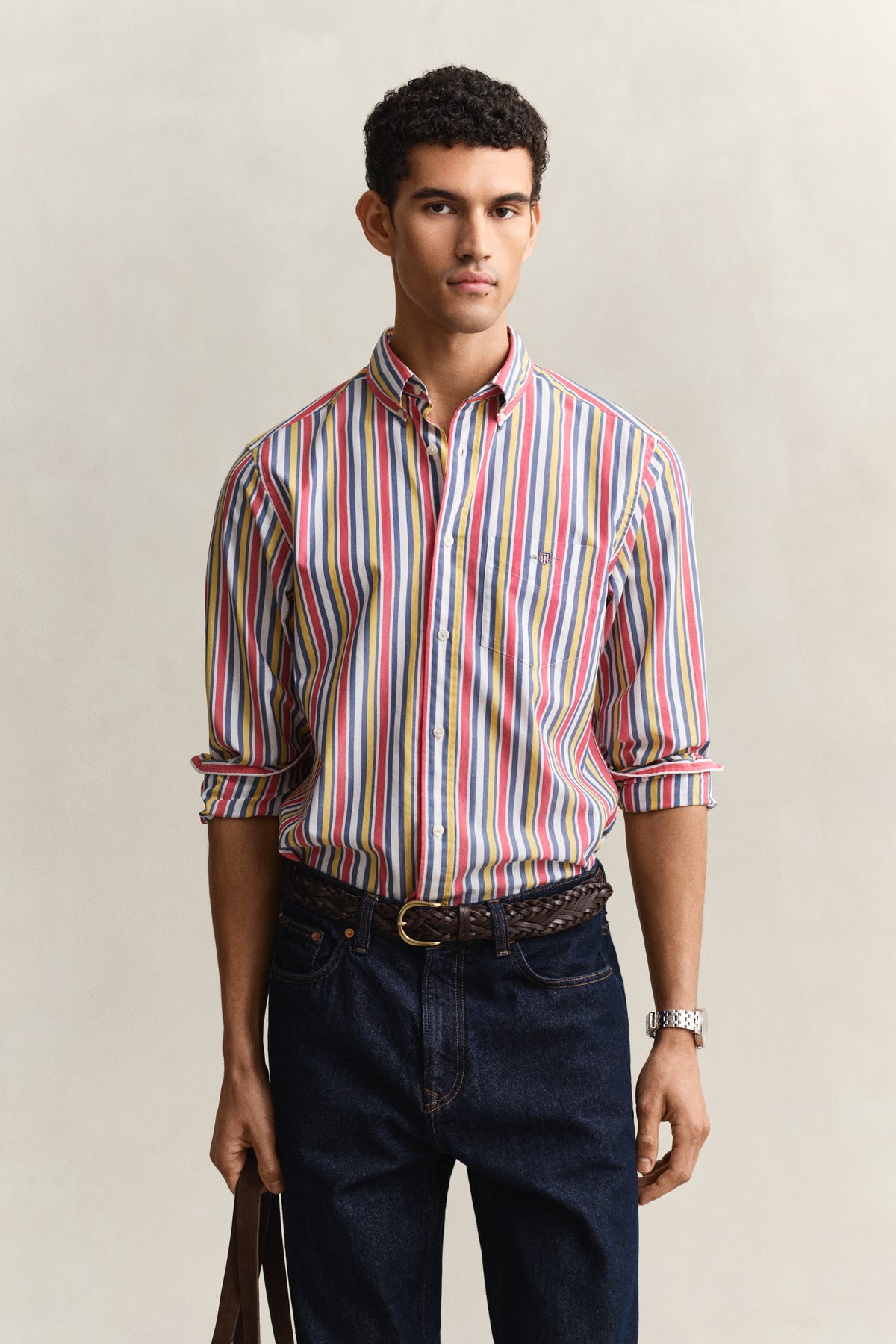 MULTICOLOR, REG MULTISTRIPE POPLIN SHIRT, FRONT-VIEW BY GANT AU.