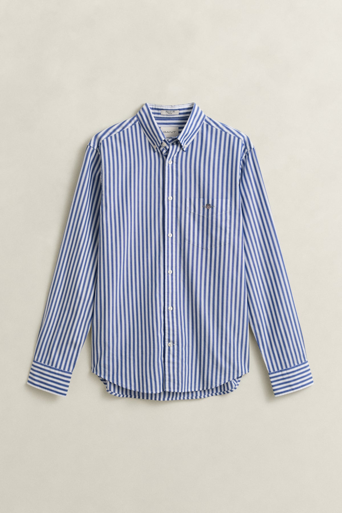 COLLEGE BLUE, REG CLASSIC POPLIN STRIPE SHIRT, FLAT-LAY BY GANT AU.
