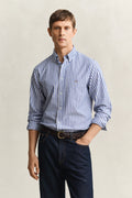 COLLEGE BLUE, REG CLASSIC POPLIN STRIPE SHIRT, FRONT-VIEW BY GANT AU.