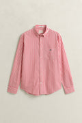 ROSE RED, REG CLASSIC POPLIN STRIPE SHIRT, FLAT-LAY BY GANT AU.