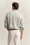 DRY HERB GREEN, REG COTTON LINEN STRIPE SHIRT, BACK-VIEW BY GANT AU.