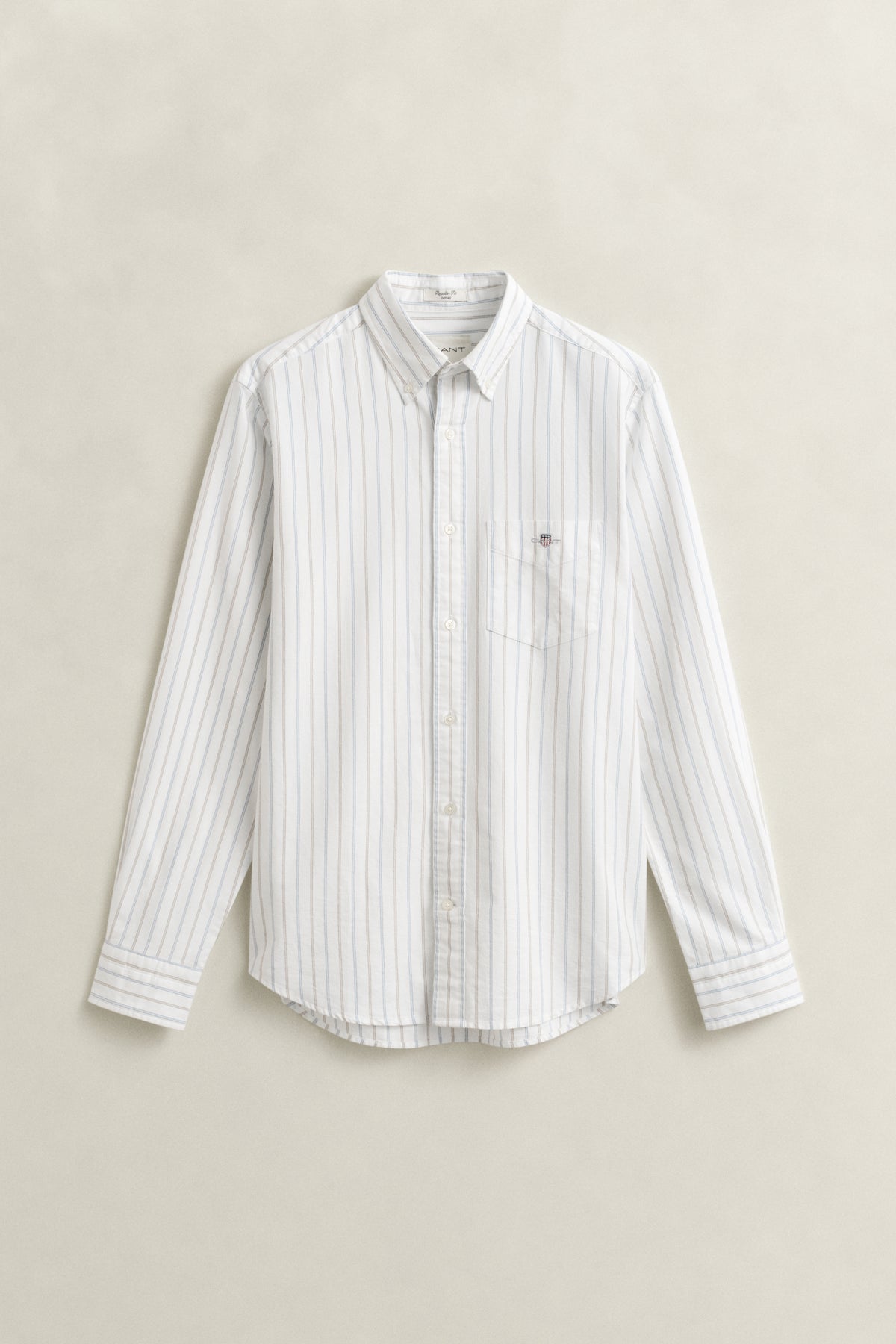 WHITE, REG CLASSIC OXFORD STRIPE SHIRT, FLAT-LAY BY GANT AU.