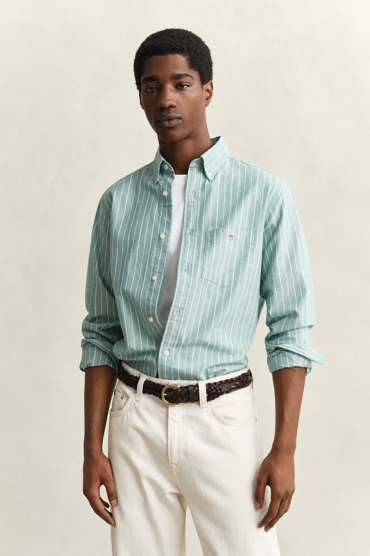 BOTANICAL HUE, REG CLASSIC OXFORD STRIPE SHIRT, FRONT-VIEW BY GANT AU.